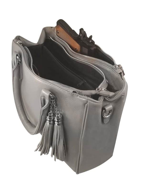 Leather Concealment Tote with Tassel