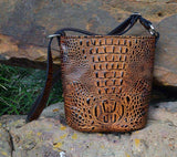 Butternut Embossed Croc Bucket Gun Concealment Purse