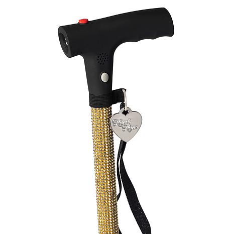 BLING WALKING CANE WITH SAFETY DEVICE ALARM AND LIGHT
