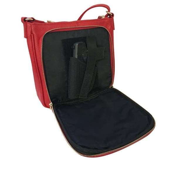 Triple Zipper Leather Concealment Crossbody Bag
