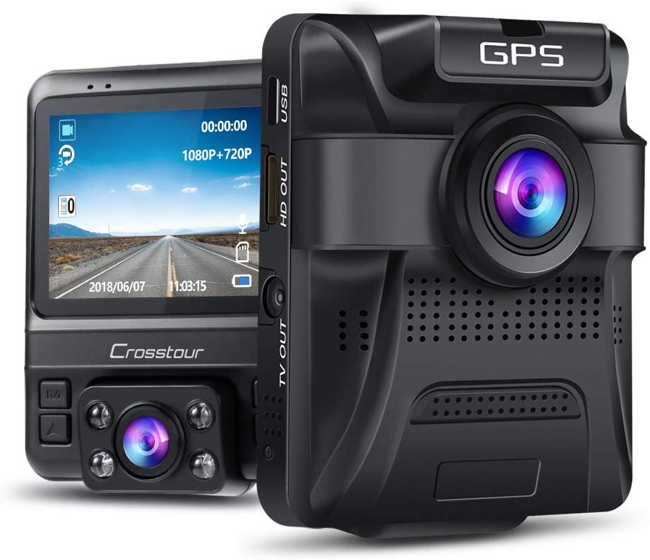 IR Dual Lens Dash Cam with Built-In GPS (with Parking Monitoring)