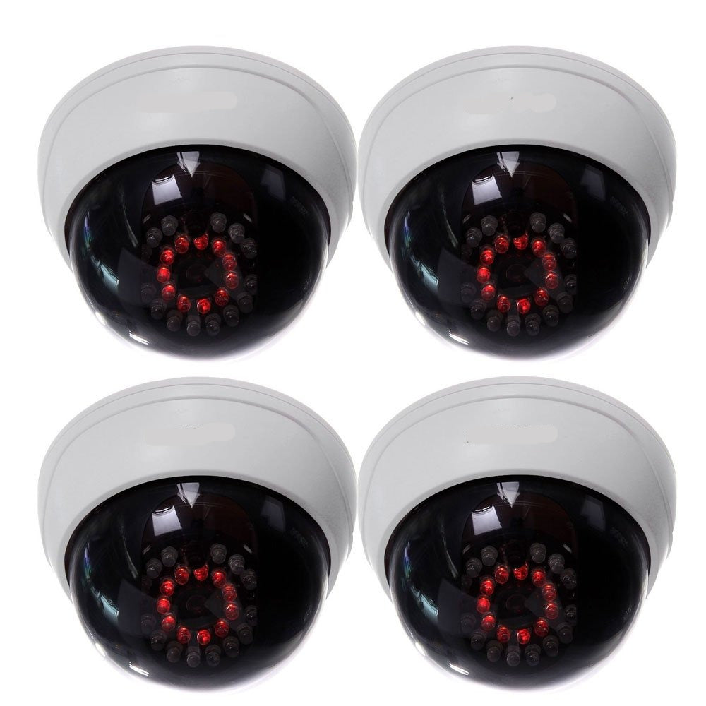 CCTV Dome Dummy Cameras w/ IR LED Lights - 4 Pack (Indoor)