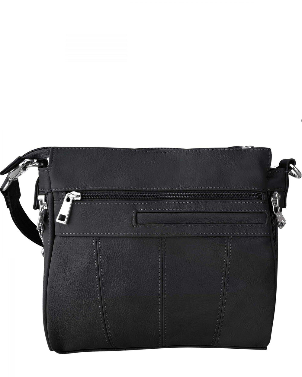 Buckle Front Leather Concealment Crossbody Bag