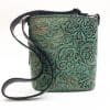 Teal and Bronze Embossed Floral Bucket Concealed Carry Purse